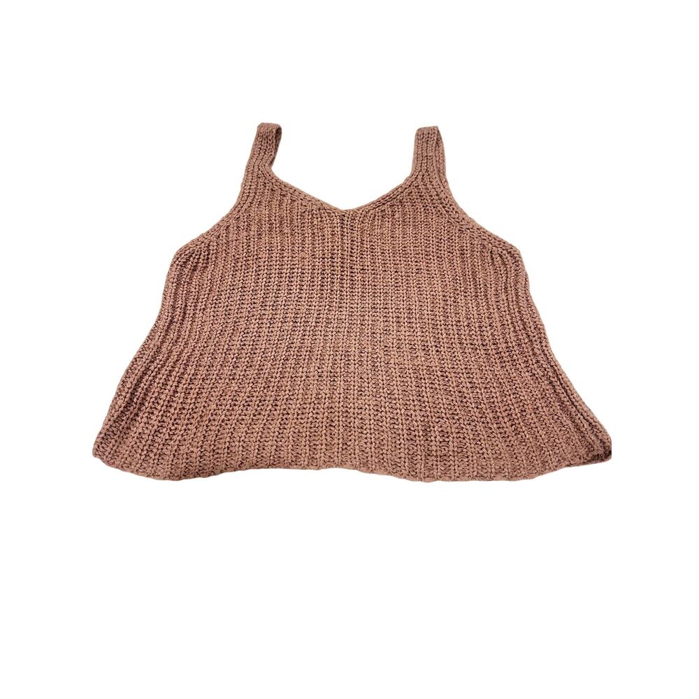 Moon & Madison Knit Tank Top Blush Pink Crochet Sweater Cami S